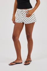Polka Dot Mini Short - White