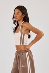 Off White Taping Double Halterneck Top & Taupe Jort