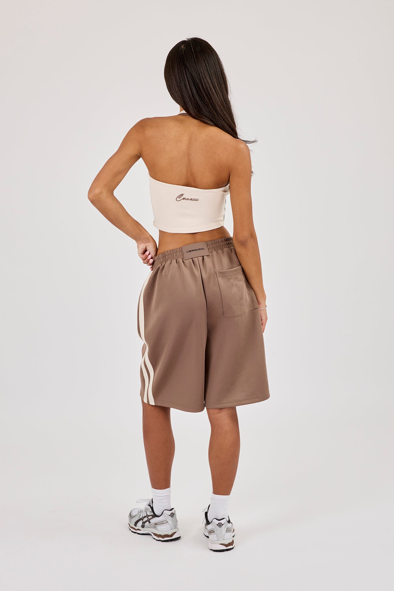 Off White Taping Double Halterneck Top & Taupe Jort