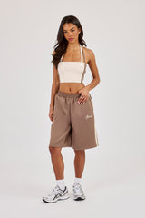 Off White Taping Double Halterneck Top & Taupe Jort