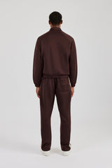 Poly Track Jacket With Side Stripes & Trouser  - Coffee