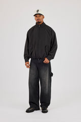 Funnel Neck Nylon Jacket - Black