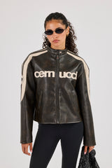 PU Cernucci Moto Jacket - Brown