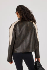 PU Cernucci Moto Jacket - Brown