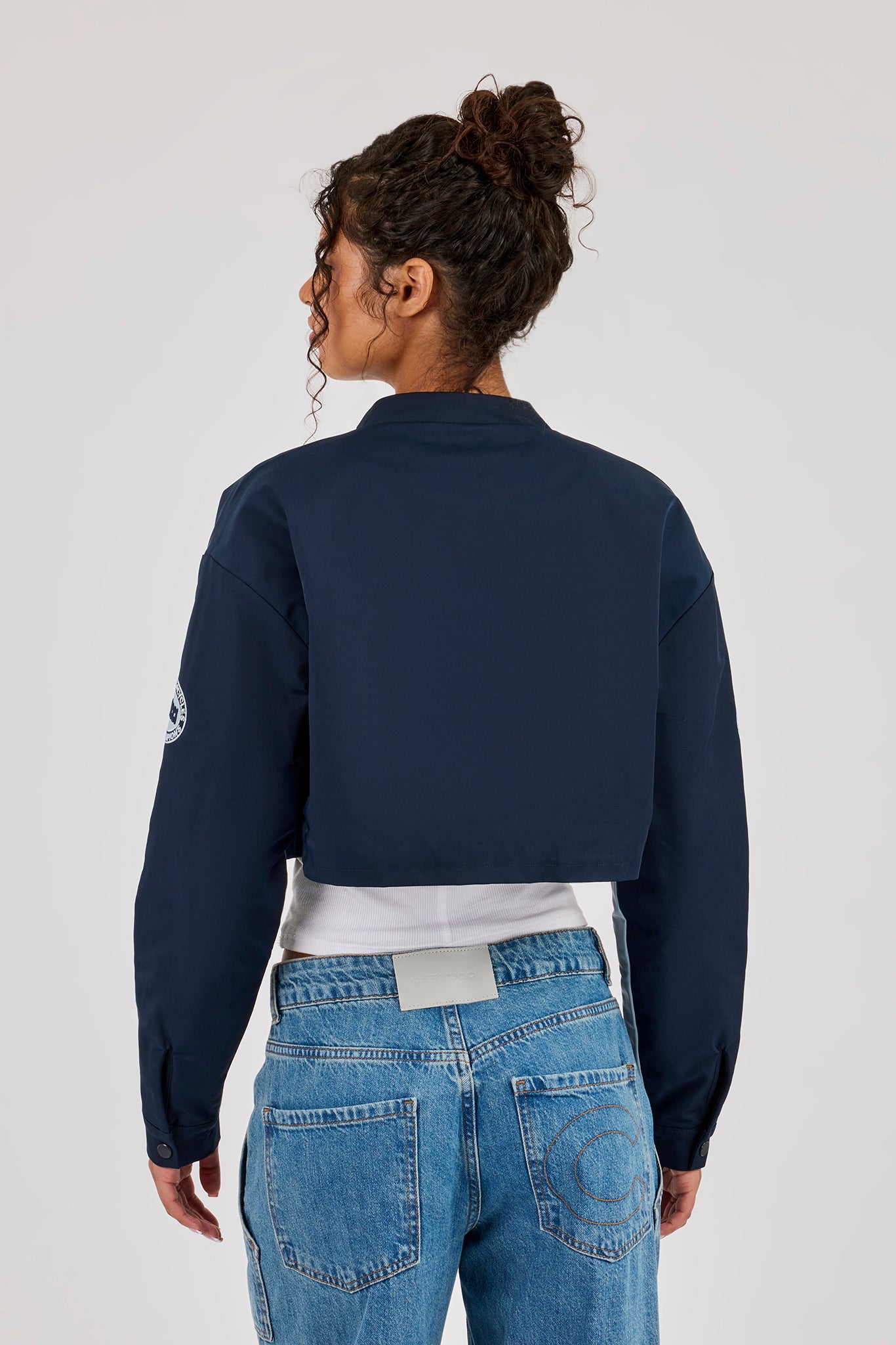 Nylon Moto Jacket - Navy Blue