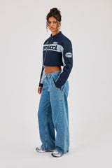 Nylon Moto Jacket - Navy Blue