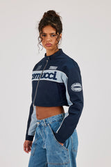 Nylon Moto Jacket - Navy Blue