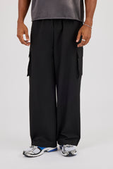 Textured Nylon Cargo Trouser - Black