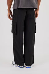 Textured Nylon Cargo Trouser - Black