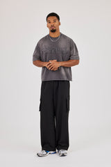 Textured Nylon Cargo Trouser - Black