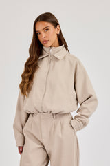 Bestickte Webjacke – Beige