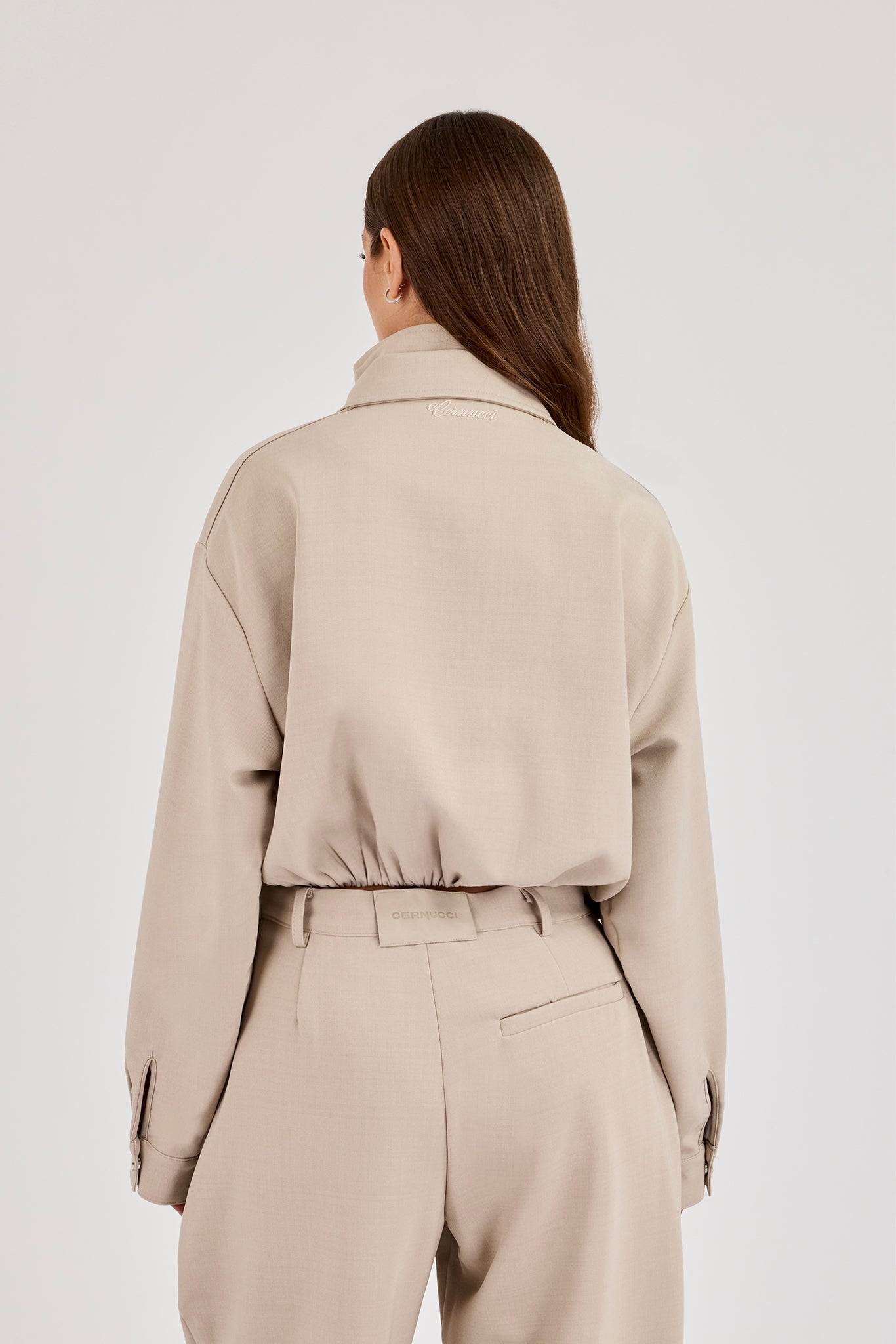Bestickte Webjacke – Beige