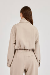 Bestickte Webjacke – Beige
