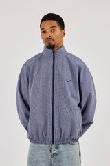 Check Funnel Neck Zip Jacket - Navy