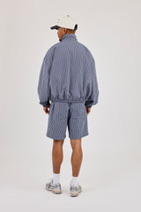 Check Funnel Neck Zip Jacket & Relaxed Check Short - Navy