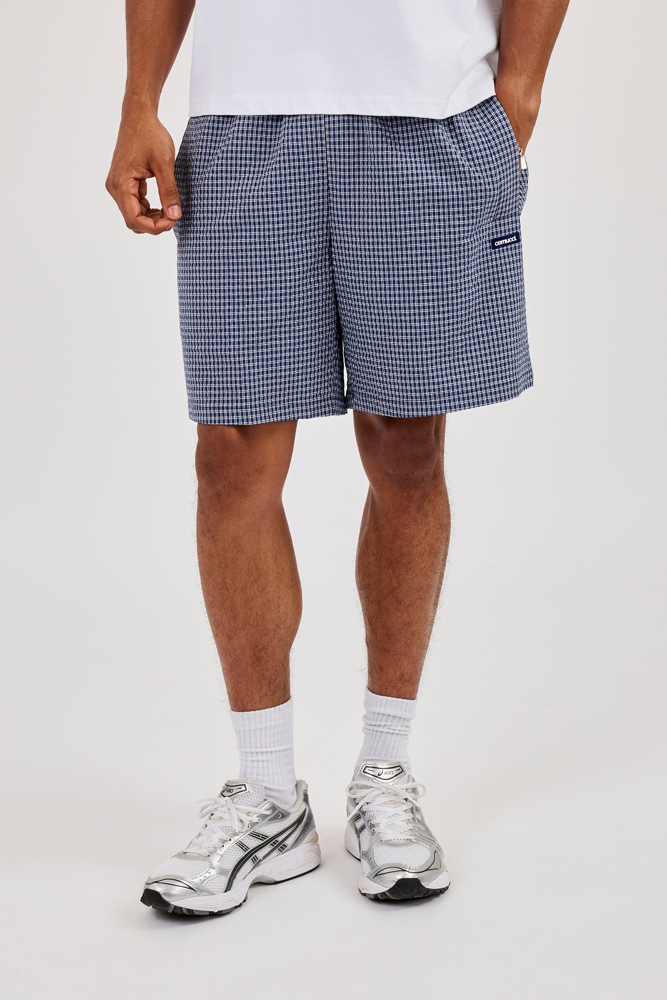 Relaxed Check Short - Navy