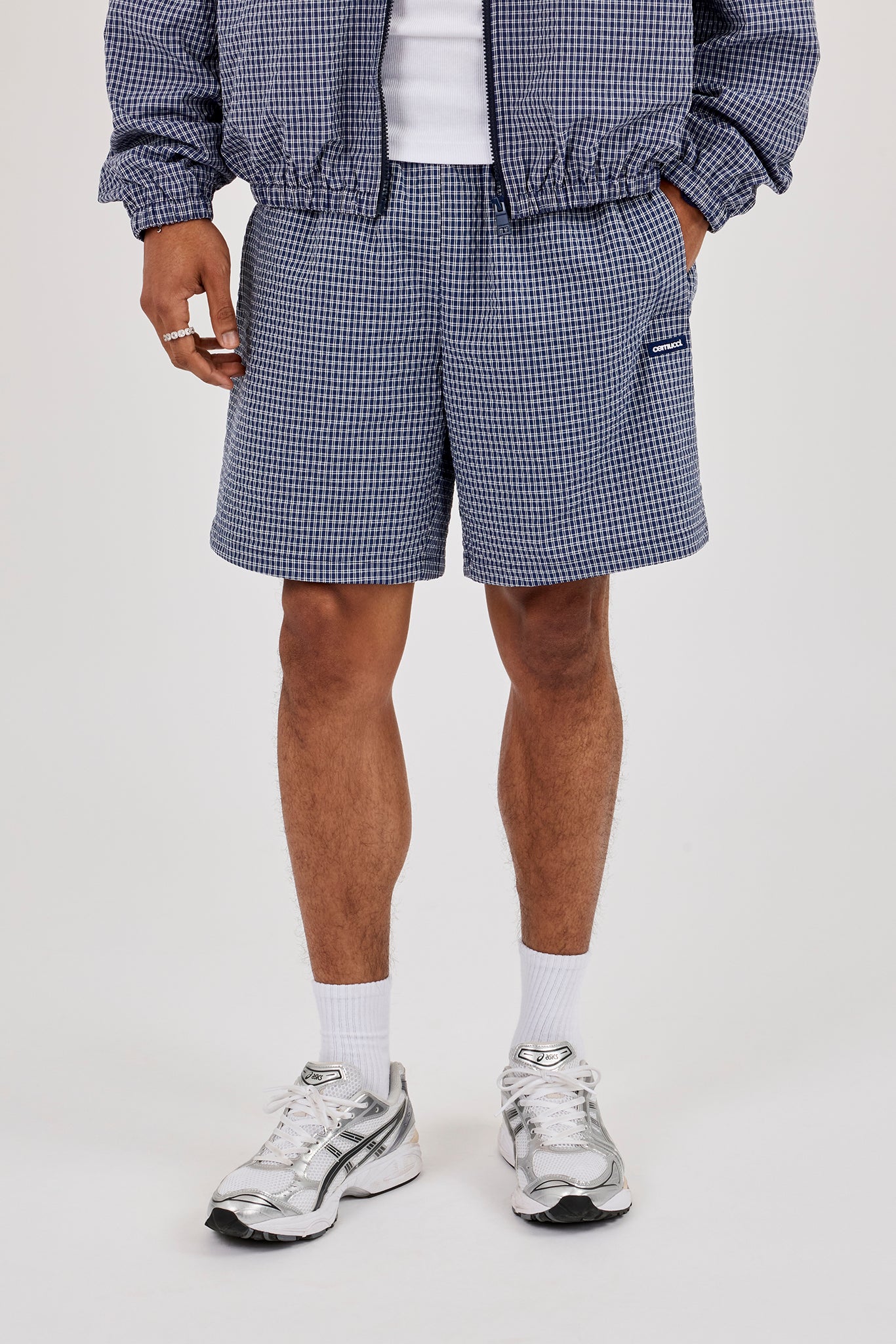 Relaxed Check Short - Navy