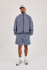 Check Funnel Neck Zip Jacket - Navy