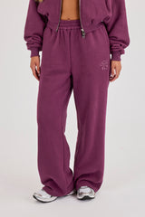 Chain Stitch Wide Leg Jogger - Cosmic Purple