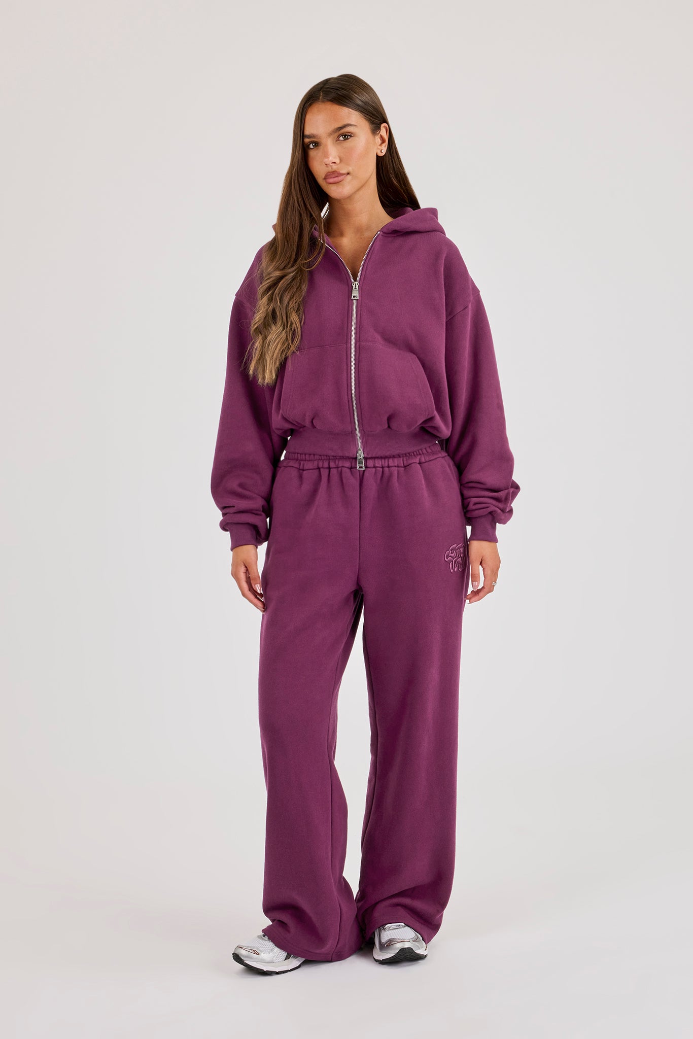 Chain Stitch Wide Leg Jogger - Cosmic Purple
