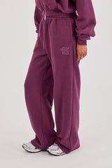 Chain Stitch Wide Leg Jogger - Cosmic Purple