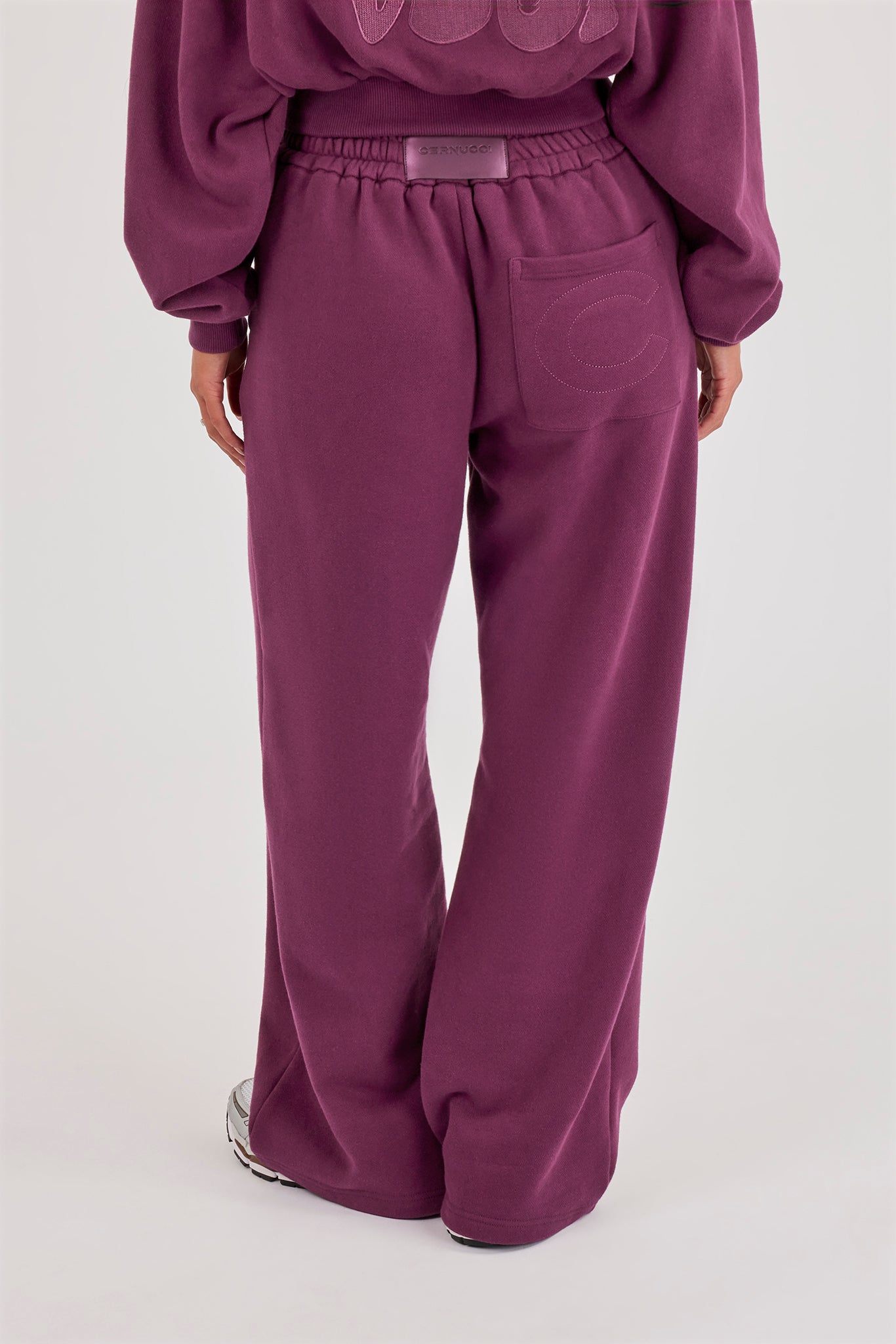Chain Stitch Wide Leg Jogger - Cosmic Purple