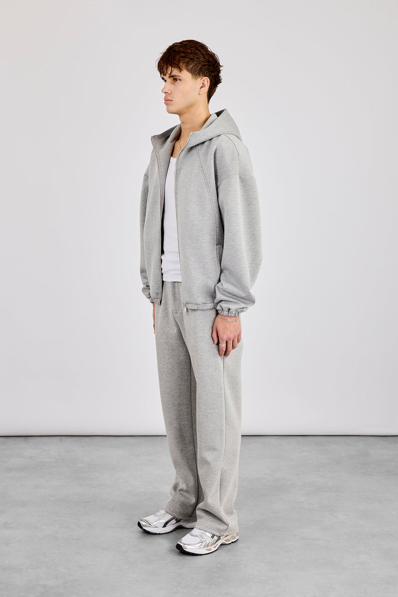 Zip Hooded Panelled Scuba Jacket & Relaxed Scuba Trouser - Grey