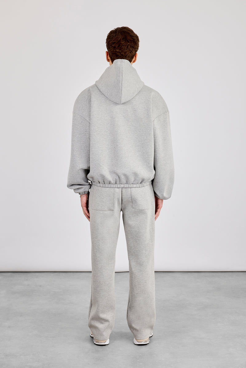 Zip Hooded Panelled Scuba Jacket & Relaxed Scuba Trouser - Grey