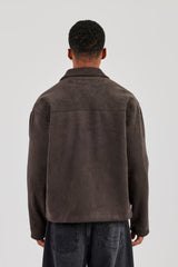 Suede Collared Jacket - Charcoal