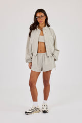 Check Twill Funnel Neck Jacket & Short – Off White