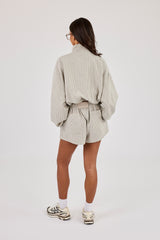 Check Twill Funnel Neck Jacket & Short – Off White