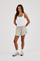Check Twill Short - Off White