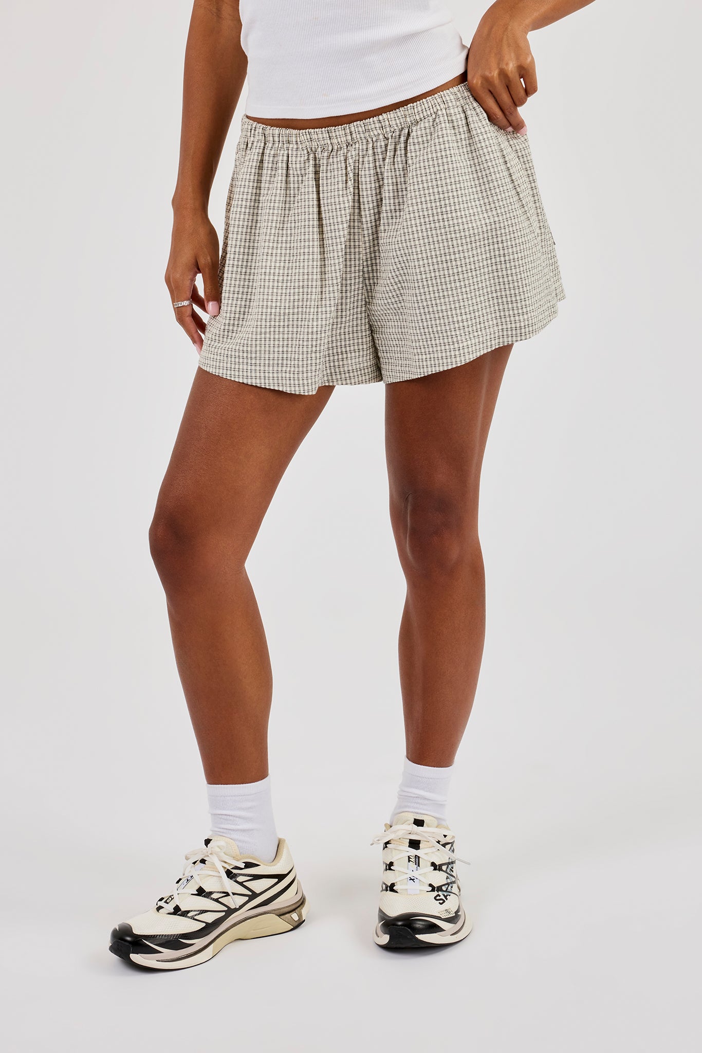 Check Twill Short - Off White
