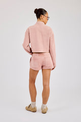 Suede Biker Jacket & Micro Short - Dusty Pink