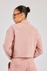 Bikerjacke aus Wildleder – Altrosa