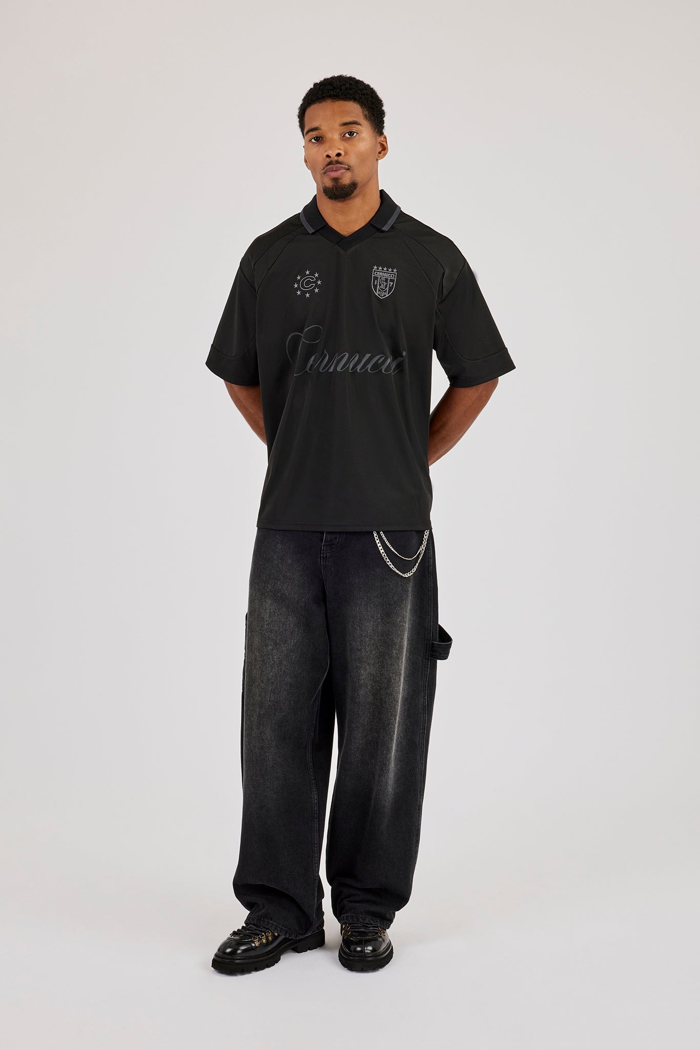 Tonal Cernucci Logo Football Top - Black
