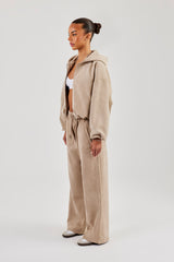 Wildlederjacke und -hose mit Kapuze - Beige