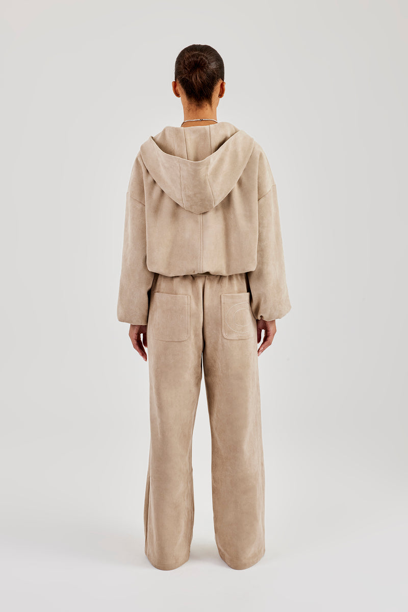 Wildlederjacke und -hose mit Kapuze - Beige