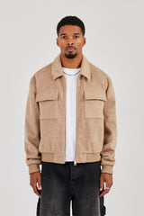 Strukturierte Utility-Bomberjacke - Beige