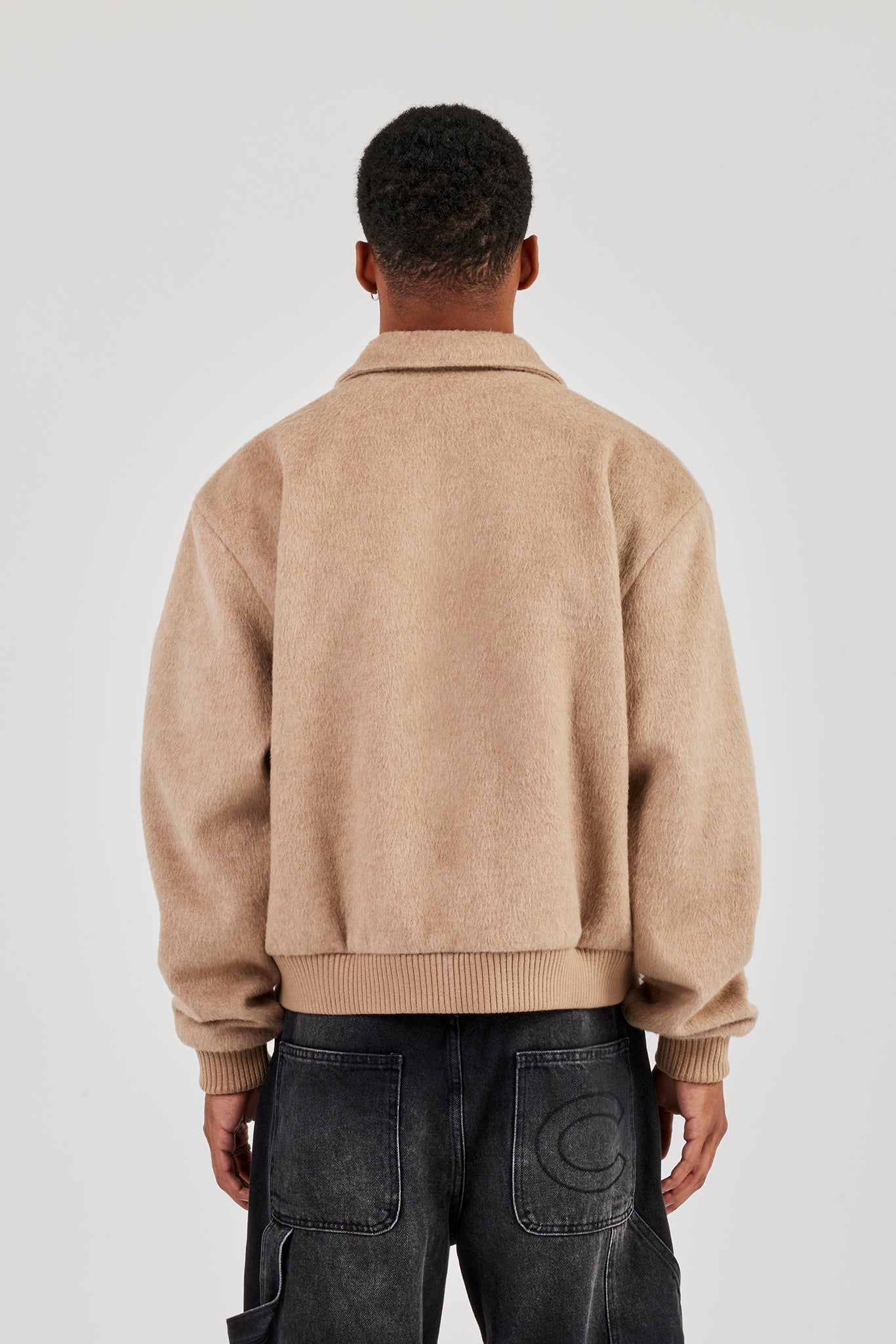 Strukturierte Utility-Bomberjacke - Beige