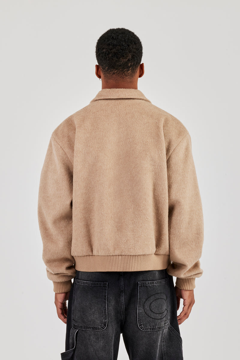 Strukturierte Utility-Bomberjacke - Beige