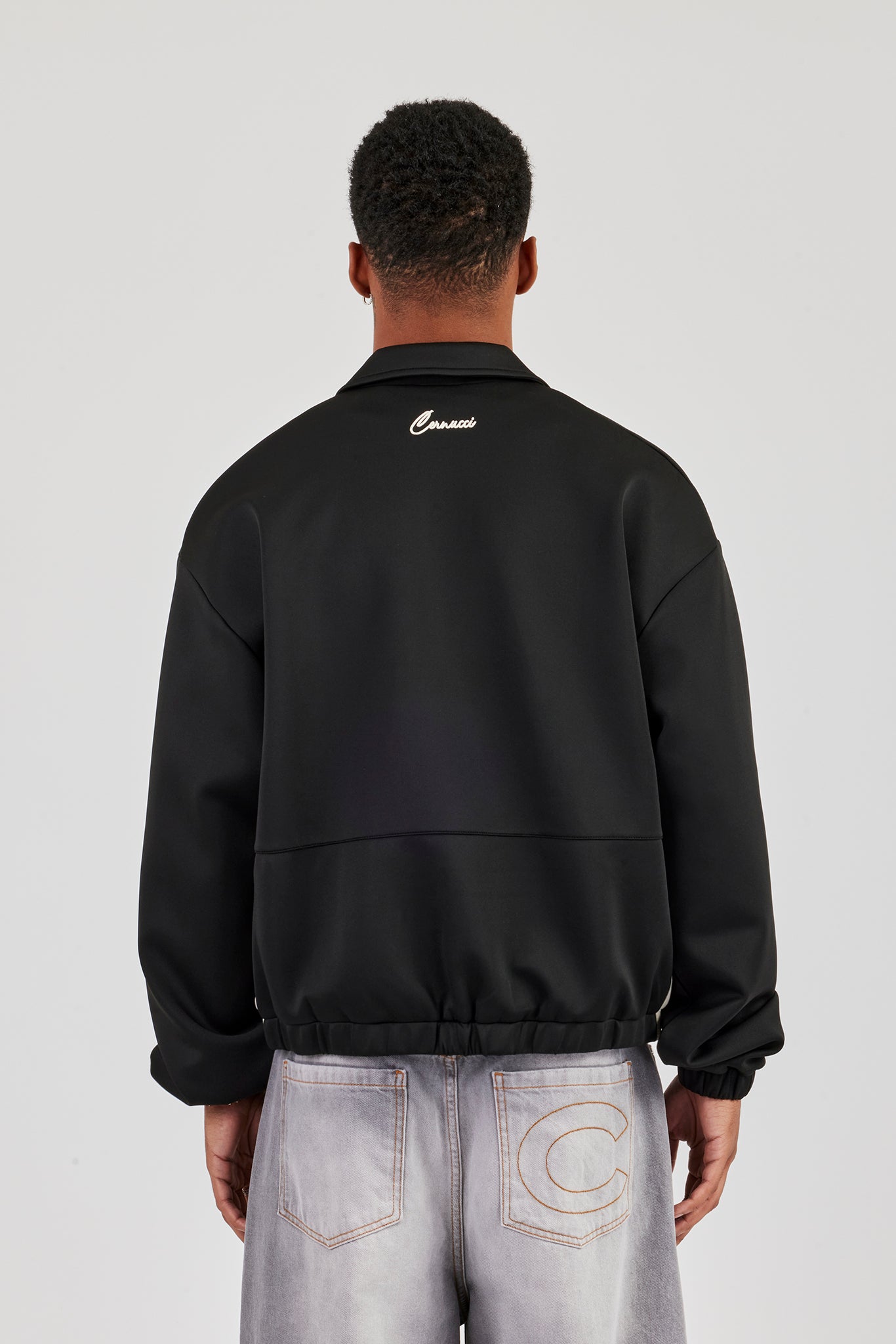 Trainingsjacke mit Poly-Kontrast - Schwarz