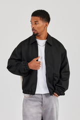 Trainingsjacke mit Poly-Kontrast - Schwarz