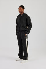 Poly Contrast Relaxed Trouser - Black