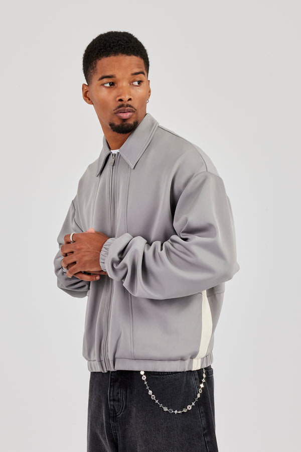 Trainingsjacke mit Poly-Kontrast - Grau