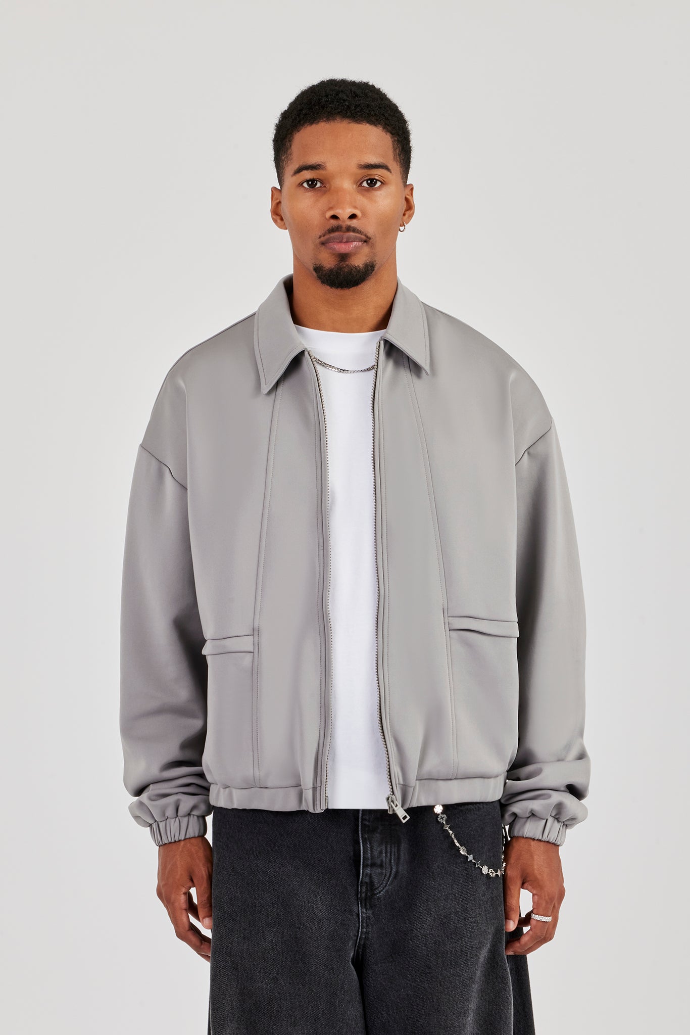 Poly Contrast Track Jacket - Grey | Mens Outerwear | Shop Track