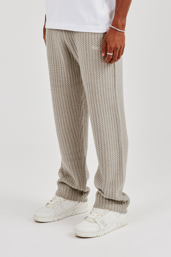 Relaxed-Strick-Jogginghose - Taupe