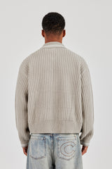 Gestrickter Harrington - Taupe