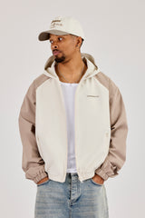 Nylon Panelled Windbreaker - Taupe