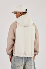Nylon Panelled Windbreaker - Taupe
